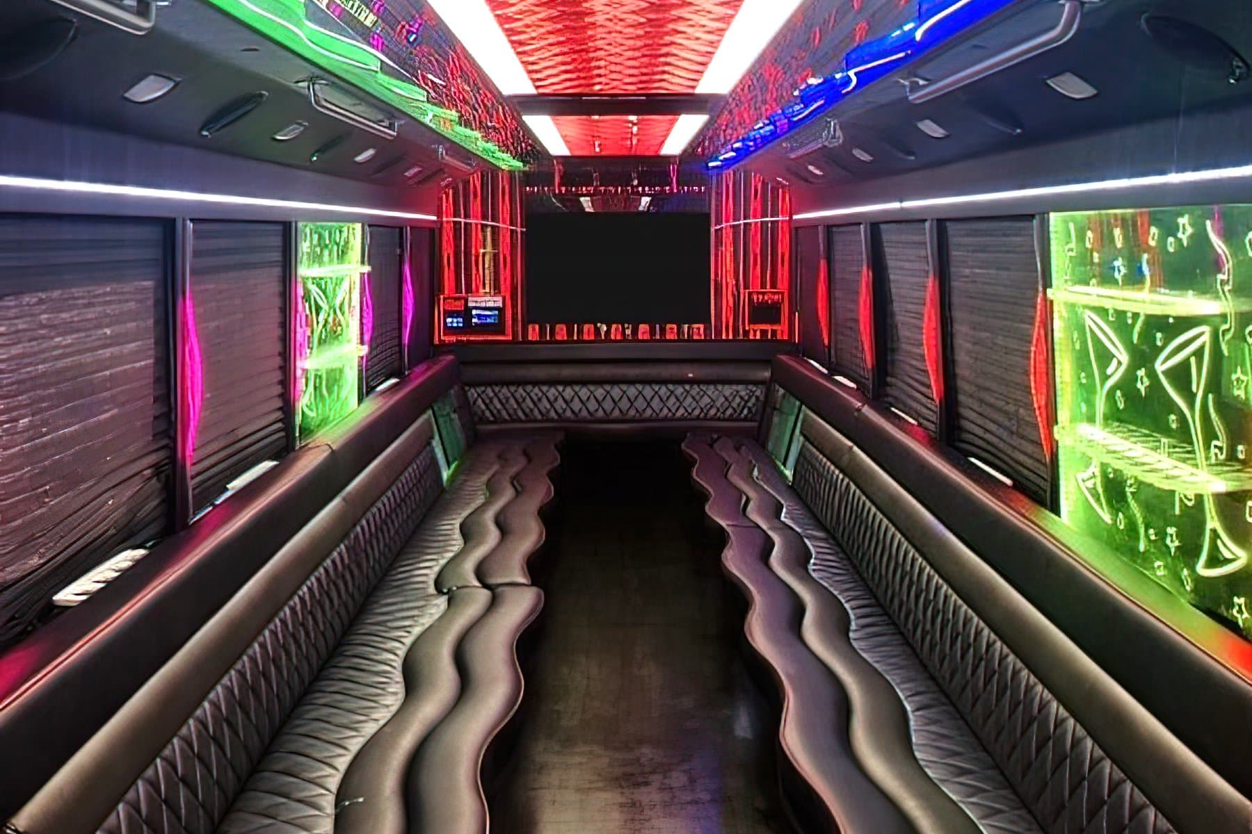 42 Passenger Limo Party Bus With Bathroom - Party Bus for charter