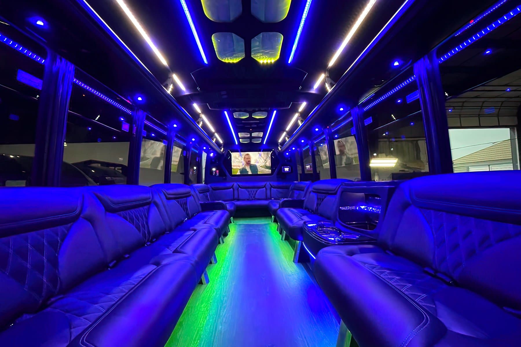 24 PAX Party Bus Limo Silver exterior 2
