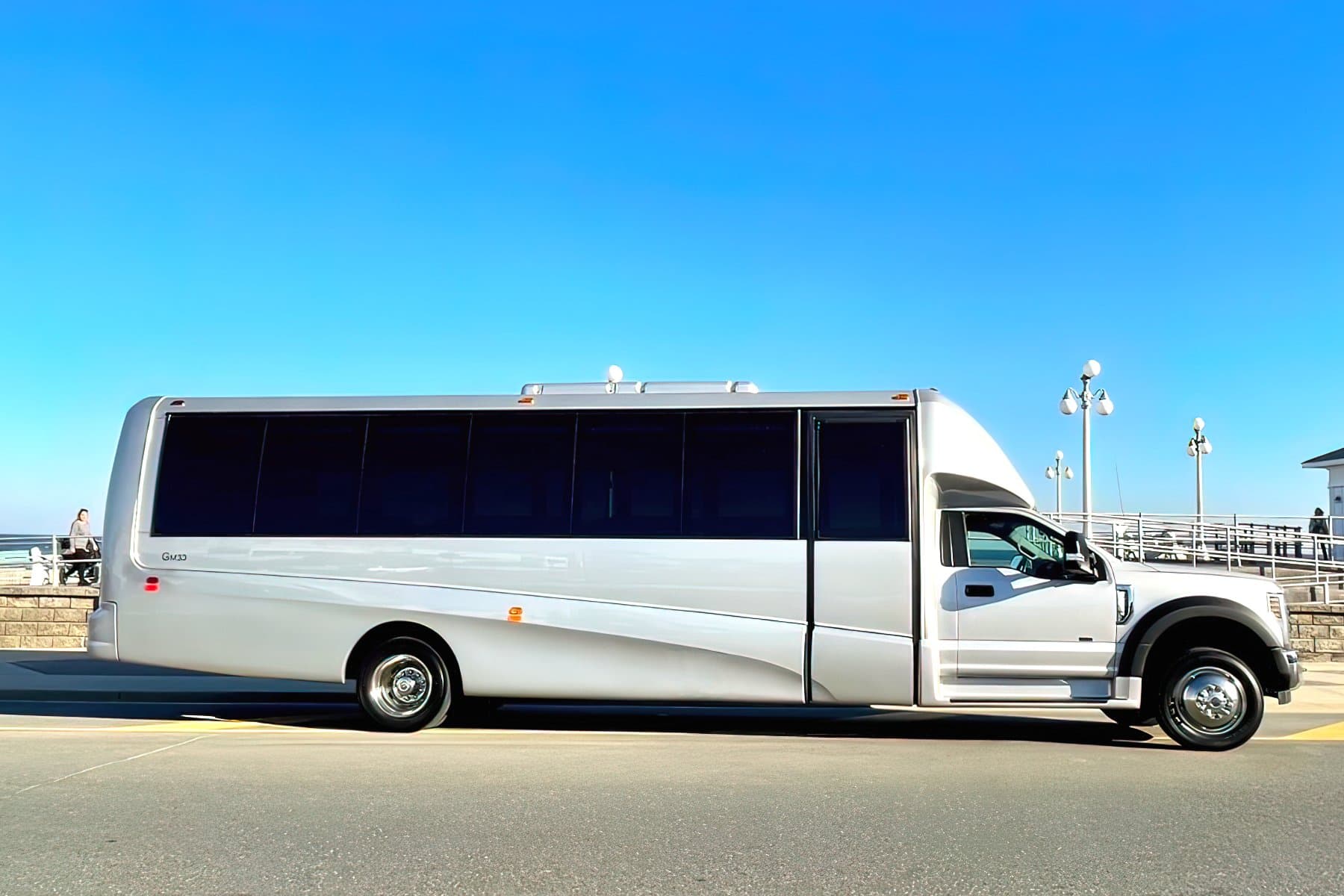 24 PAX Party Bus Limo Silver exterior 6